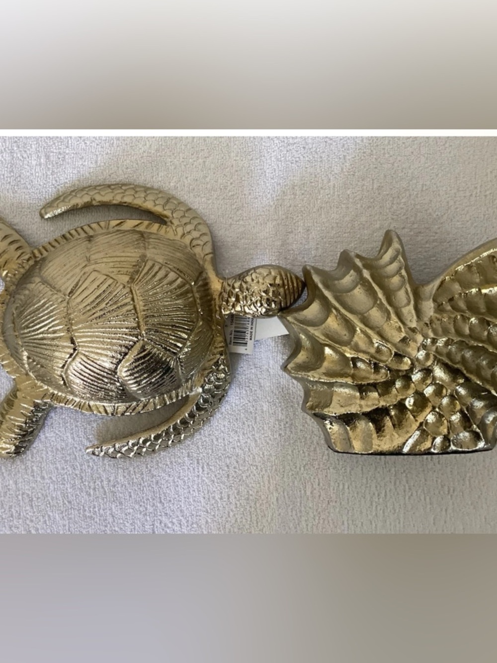 Sagebrook Home Coastal Decor Gold Metal Turtle Seashell Staging Bundle Lot NWT